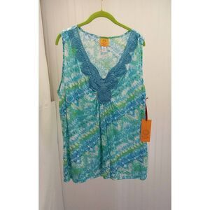 NWT Ruby Rd. Blue & green, tank top. Size 2X